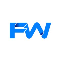 fw logo initial logo vector modern blue fold style