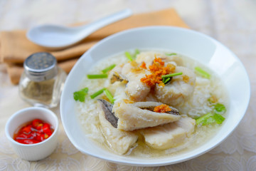 Fish porridge in Thai style
