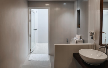 Fototapeta na wymiar Interior of modern hotel bathroom