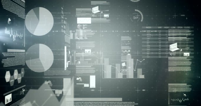 Digital composite of financial charts 