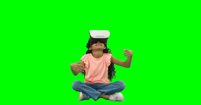 Girl using virtual reality headset 