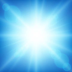 Background design with bright light in blue sky