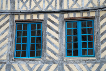 Typical facade in the old city centre in Honfleur, France