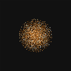 Red round gold glitter. Small sphere with red round gold glitter on black background. Elegant Vector illustration.
