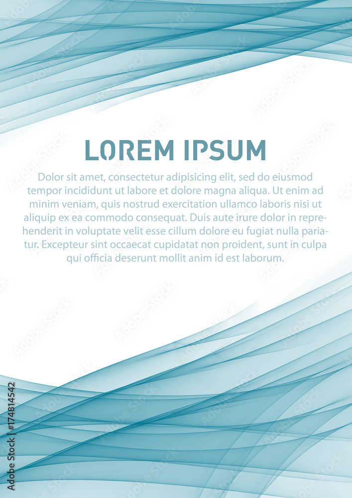 Poster Abstract subtle layout with blue translucent fractal lines. Raster graphic pattern