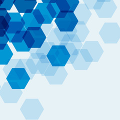 Background template with blue hexagons
