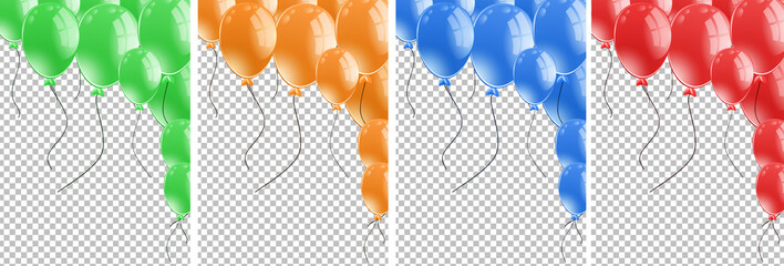 Four background template with many balloons