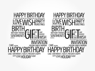 Happy 55th birthday word cloud collage concept