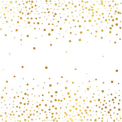 Festive explosion of confetti. Gold glitter background. Golden dots. Vector illustration polka dot .