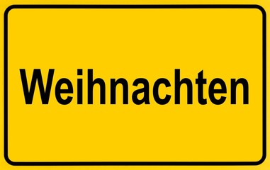 Naklejka premium Sign city limits, symbolic image for the beginning of Christmas