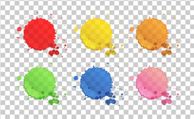 Watercolor splashes in six colors