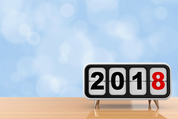 Retro Flip Clock with 2018 New year Sign. 3d Rendering