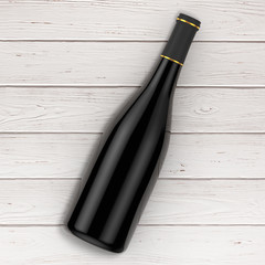 Blank Red Wine Bottle with Free Space for Yours Design over table. 3d Rendering