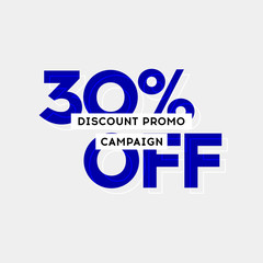 30% OFF Sale Offer Special Promo Banner. Discount offer price tag. Special offer sale label. Vector Modern Sticker Illustration. Isolated Background