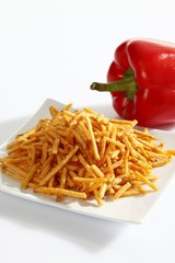 Potato sticks with a bell pepper