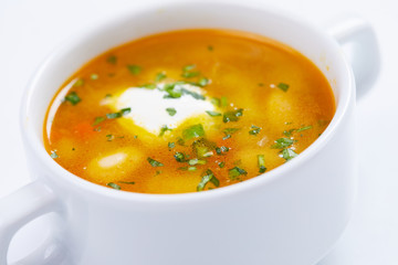 vegetable soup with sour cream