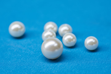 pearls on the blue background