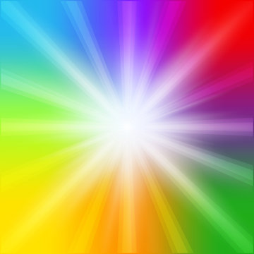 Rainbow background with bright light