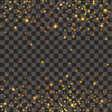 Festive Explosion Of Confetti. Gold Glitter Background. Golden Dots. Vector Illustration Polka Dot .