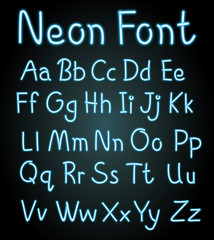 Fototapeta na wymiar Neon font for english alphabets