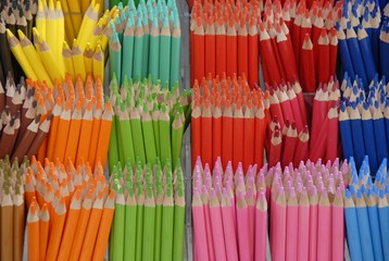 Assortment of coloured pencils, various colors