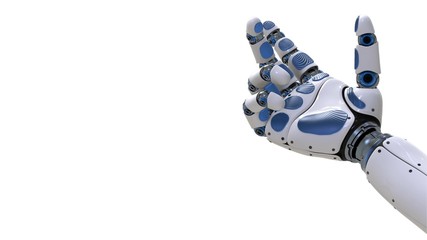 Robot Arm.Robotic hand in motion on futuristic background