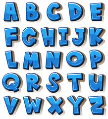 English alphabets in blue blocks