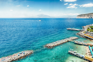 Aerial view of Mount Vesuvius, Bay of Naples, Italy