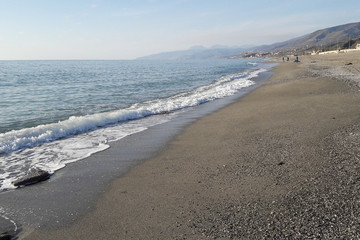 Scenic beach on the thyrrenian coastline in Calabria, Italy