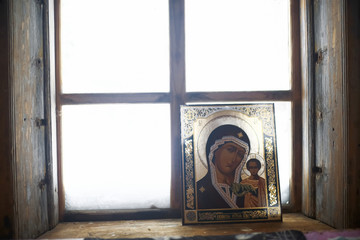 Icon in a wooden house