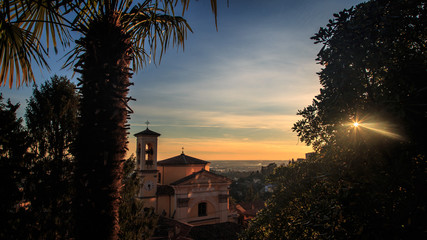 colorful sunset in Bergamo