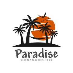Tropical island logo design template