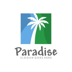 Tropical island logo design template