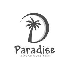 Tropical island logo design template