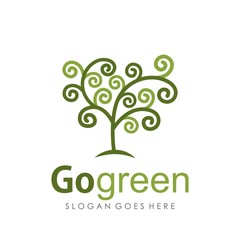 Tree and eco logo design template