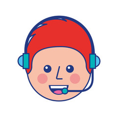 happy young boy avatar wearing headset