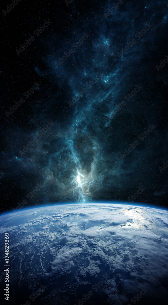 Poster Planet Earth in space 3D rendering elements of this image furnished by NASA