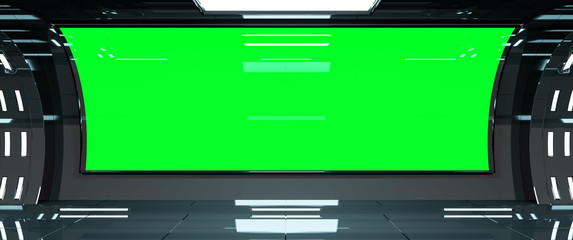 Spaceship dark interior 3D rendering