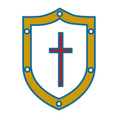 Fototapeta premium pixelated shield game icon