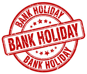 bank holiday red grunge round vintage rubber stamp