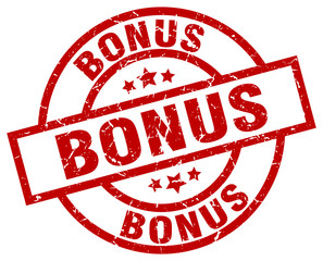 bonus round red grunge stamp