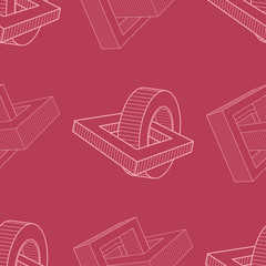 Red and pale pink geometric ornament. Seamless pattern