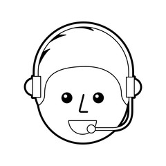 happy young boy avatar wearing headset