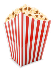 popcorn in striped cardboard package stock vector illustration