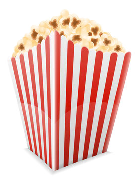 popcorn in striped cardboard package stock vector illustration
