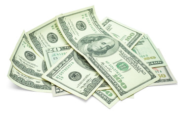 A group of banknotes isolated on white background with clipping path.