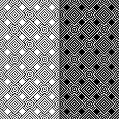 Black and white geometric prints. Set of seamless patterns