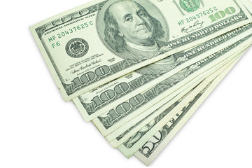 A group of banknotes isolated on white background with clipping path.