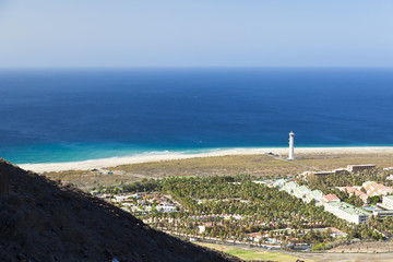 Fototapeta na wymiar Jandia Beach And Lighthouse, Fuerteventura