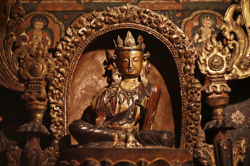 Buddhist statues in the temple tuibet